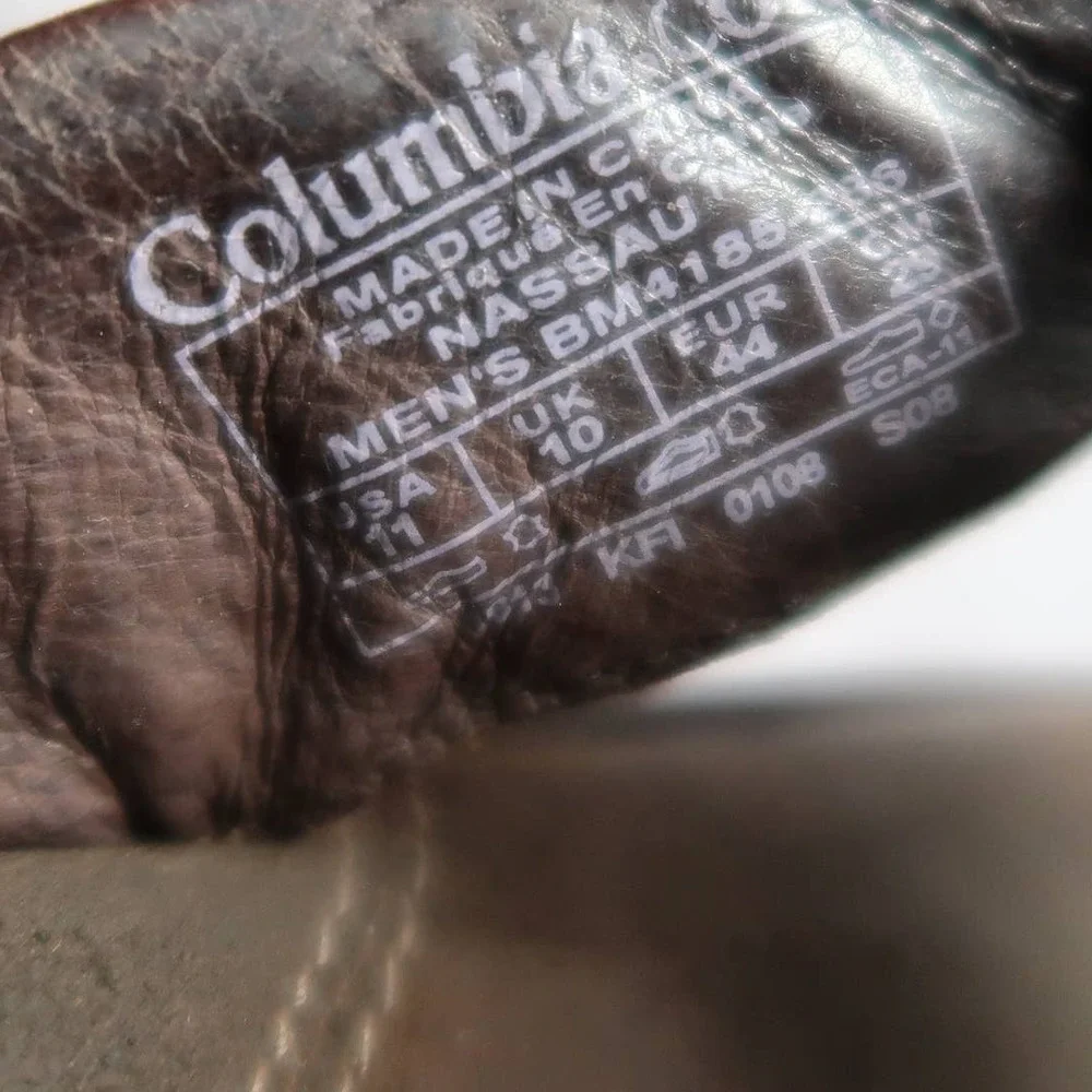Columbia Nassau Mens 11 Brown Leather Slip On Thong Flip Flop Sandals_8